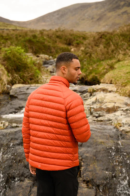 Polar Mens Reversible Down Jacket Burnt Orange Grey Mac in a
