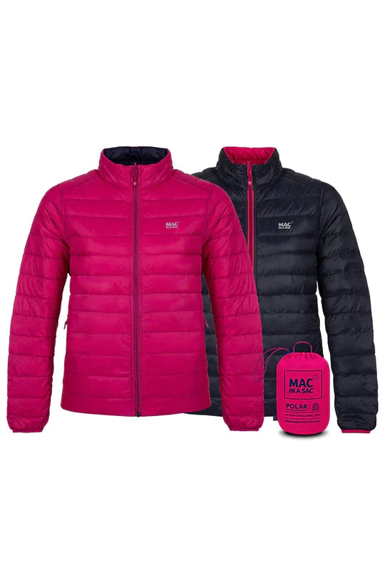 Polar Ladies Reversible Down Jacket - Fuchsia Navy